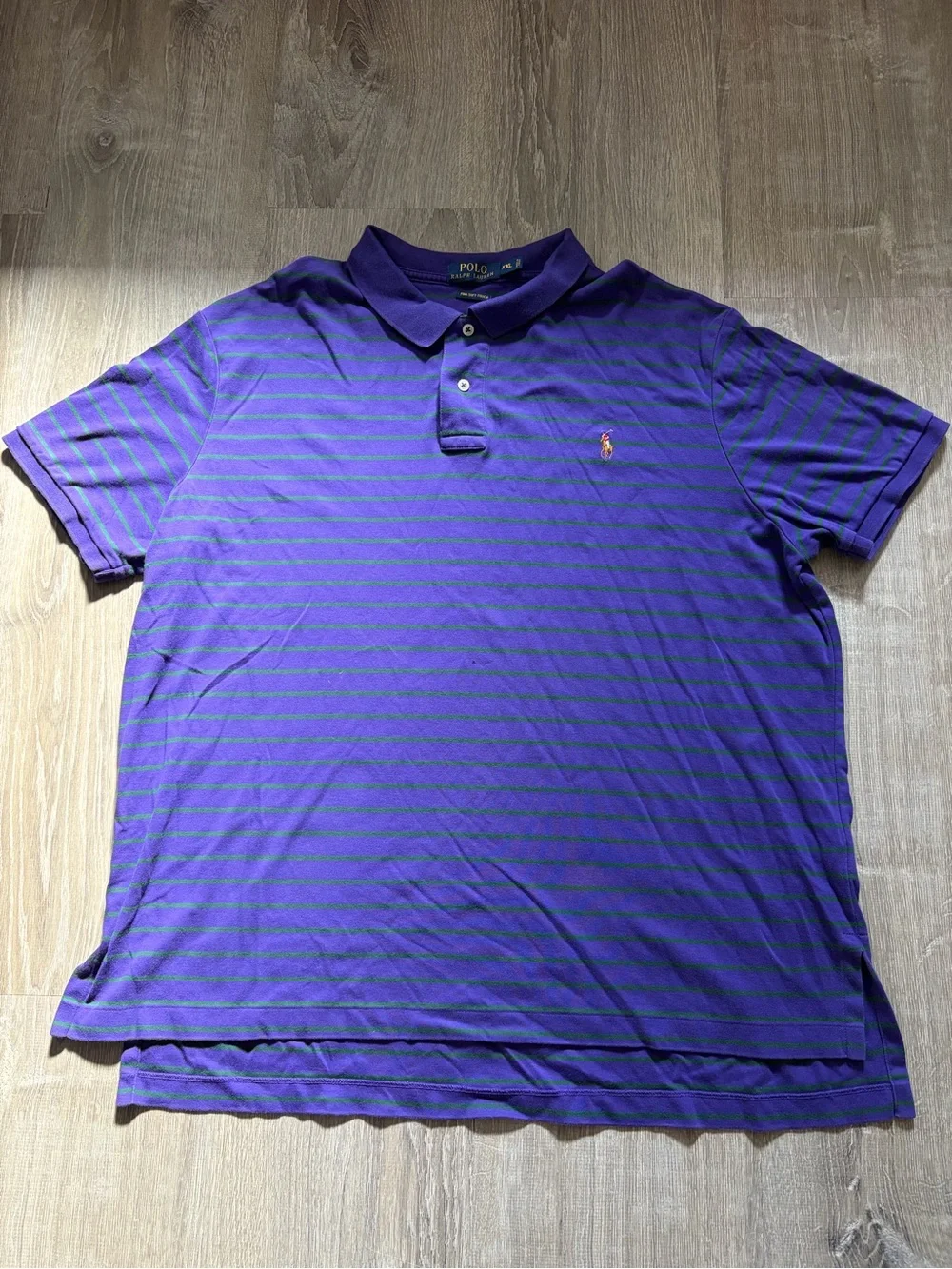 Ralph Lauren Purple Polo with Green Stripes